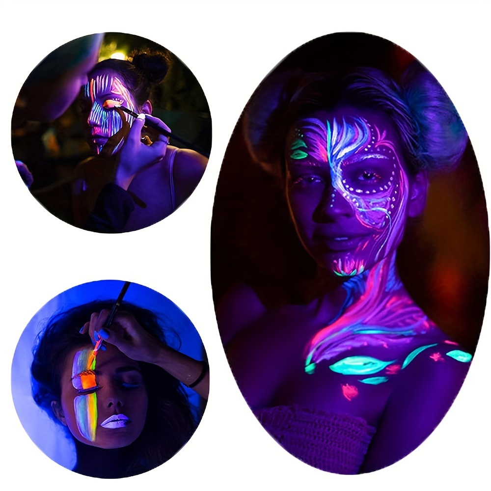 marque generique - 8 couleur UV Visage et Corps Peinture Ensemble Noir  Lumière Lueur Maquillage Palette Fluorescent Peintures pour Le Visage pour  Halloween Blacklight - Fibre de verre & papier à peindre 