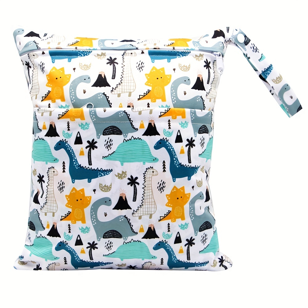Cartoon Wet & Dry Bag Waterproof Reusable 2 Zippered Pockets & Handle
