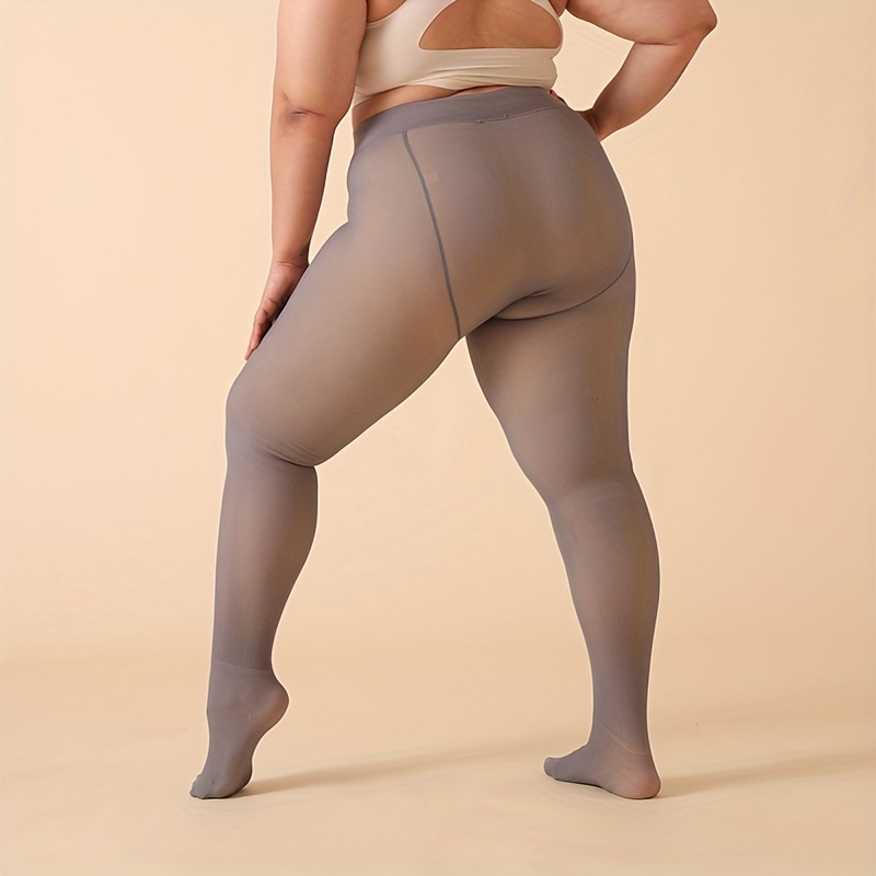 Plus Size Casual Pantyhose, Women's Plus Fleece Liner Thermal High
