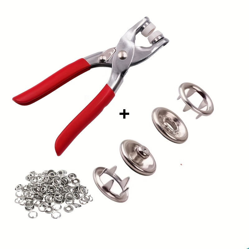 100pcs Stainless Steel Five-claw Snap Kit, Red, With Installation