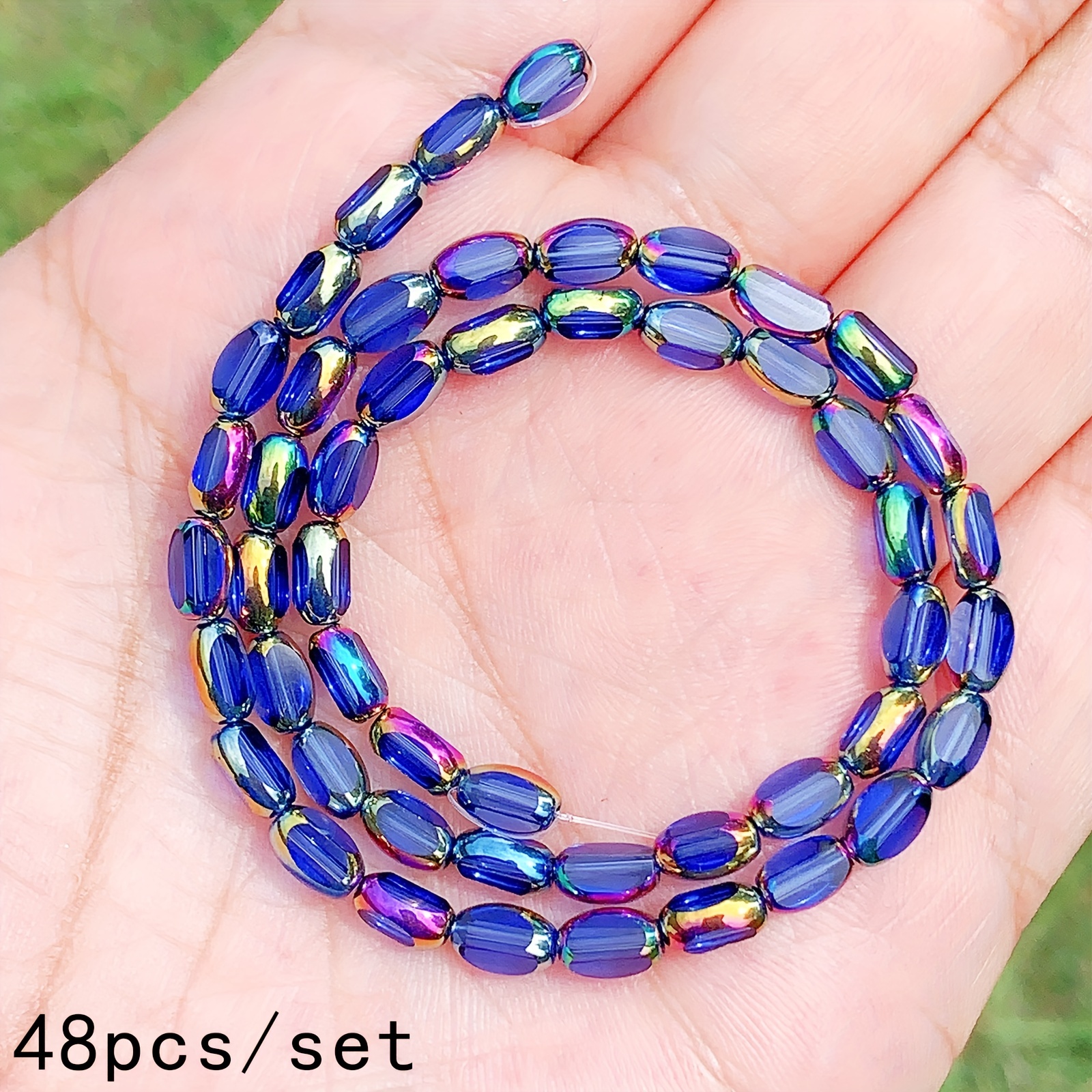 Blue Edge Crystal Beads Faceted Loose Beads Glass Beads - Temu