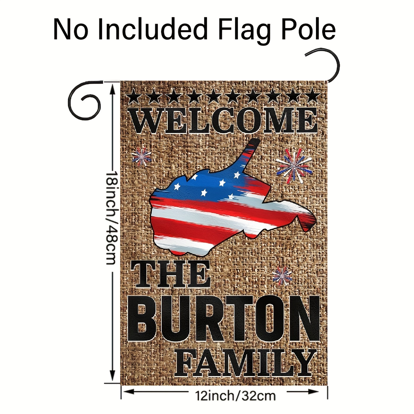 1pc state of west virginia flag personalized memorial day garden flag happy 4th of july flags garden custom patriotic yard flags with family name decor banner for outside no flag pole 12x18 inch details 2