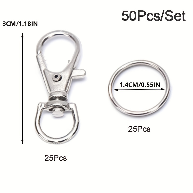 100PCS Swivel Snap Hooks with Key Rings, 50Pcs Key Chain Clip Hooks and  50Pcs Key Rings, Lanyard Lobster Claw Clasps for Keychains Jewelry Art  Crafts