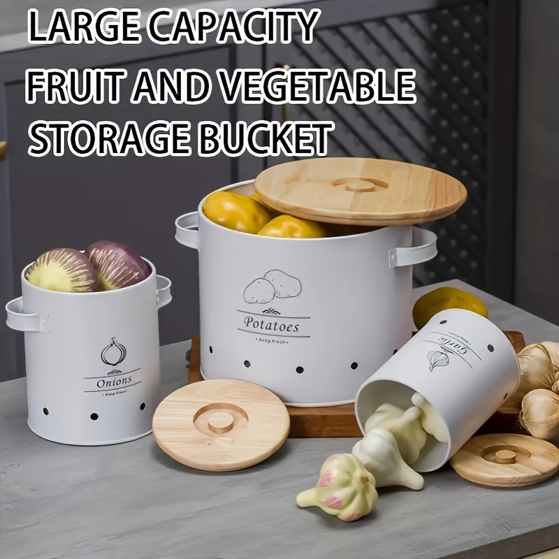 3Pcs Onion Potato and Garlic Tin Breathable Metal Box Vegetable Rack/Storage  Tin with Lid Kitchen Food Container Buckets - AliExpress