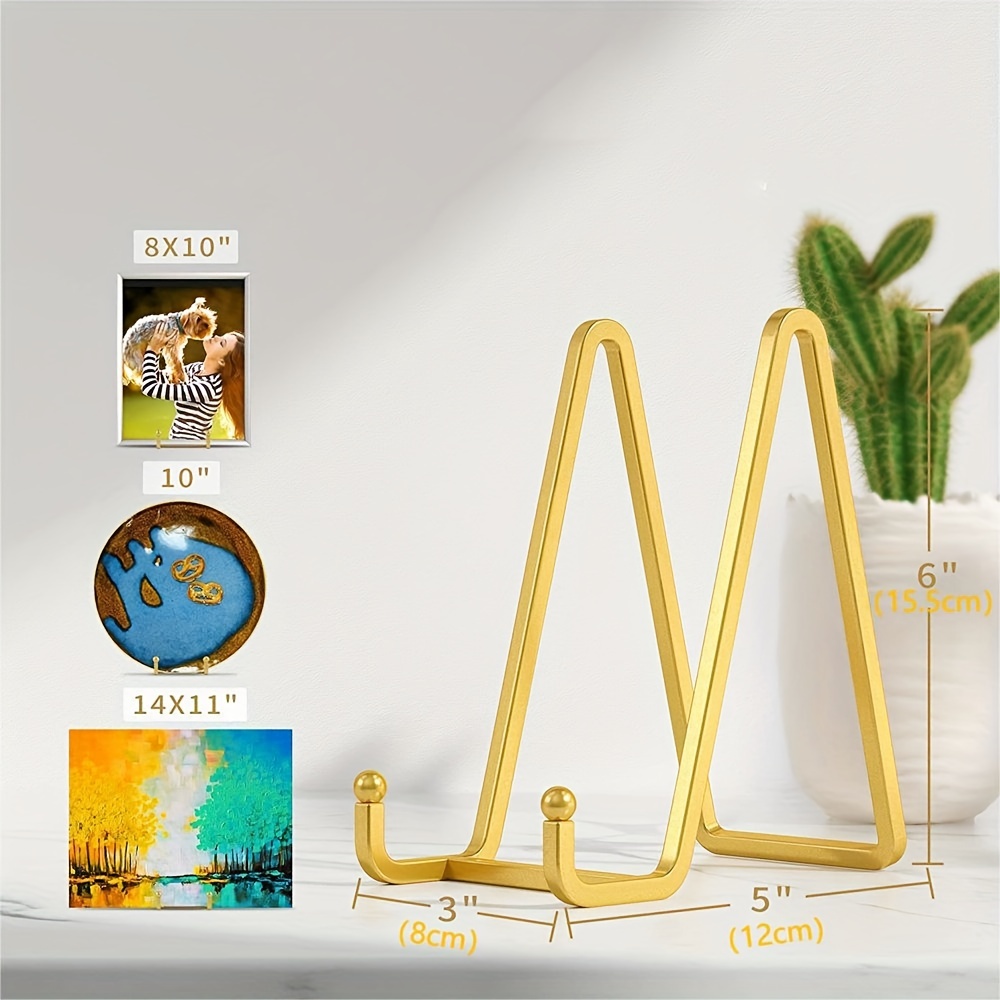 Livelab Plate Stands for Display, 3 Pack 6 Inch Gold Picture Stand