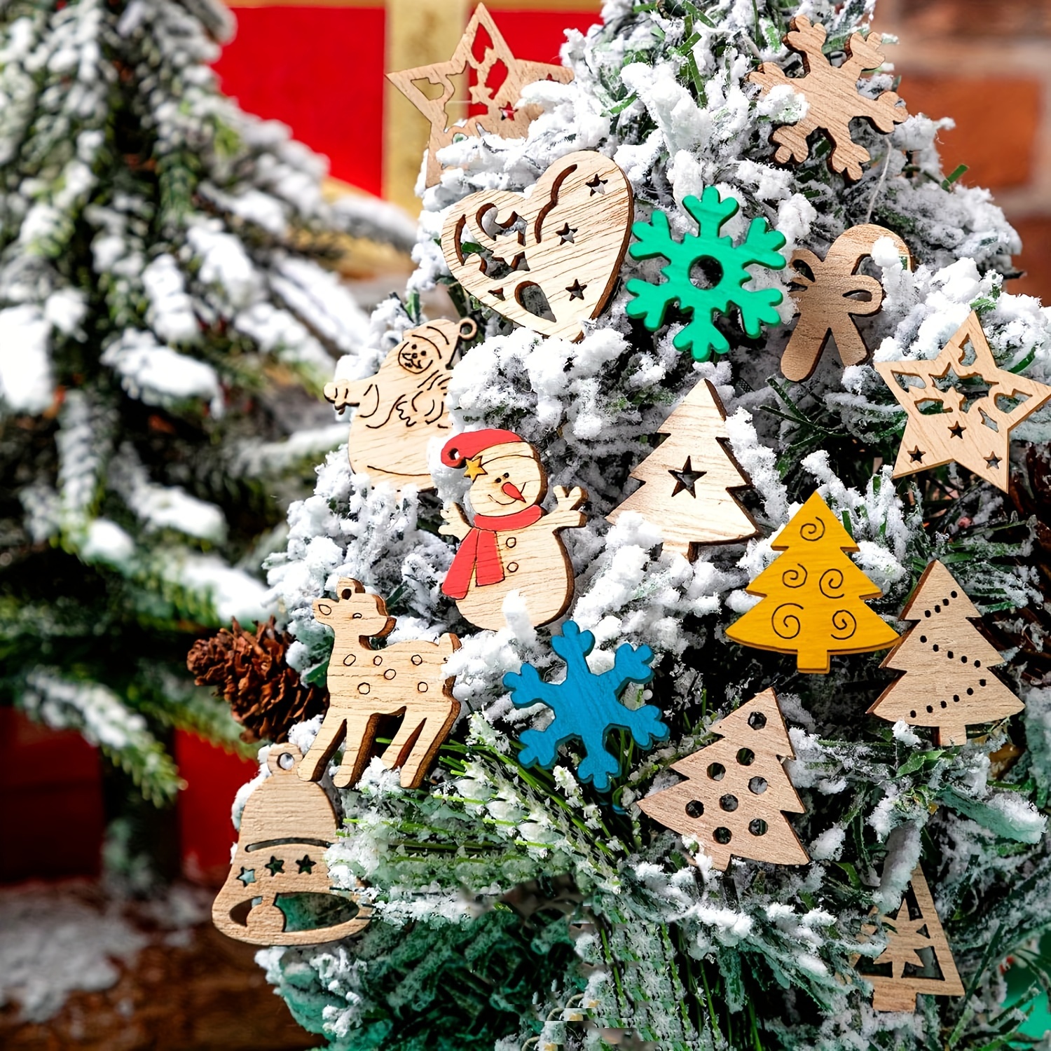 Christmas Tree Wooden Cutout Blank Wood Chips Christmas Tree - Temu