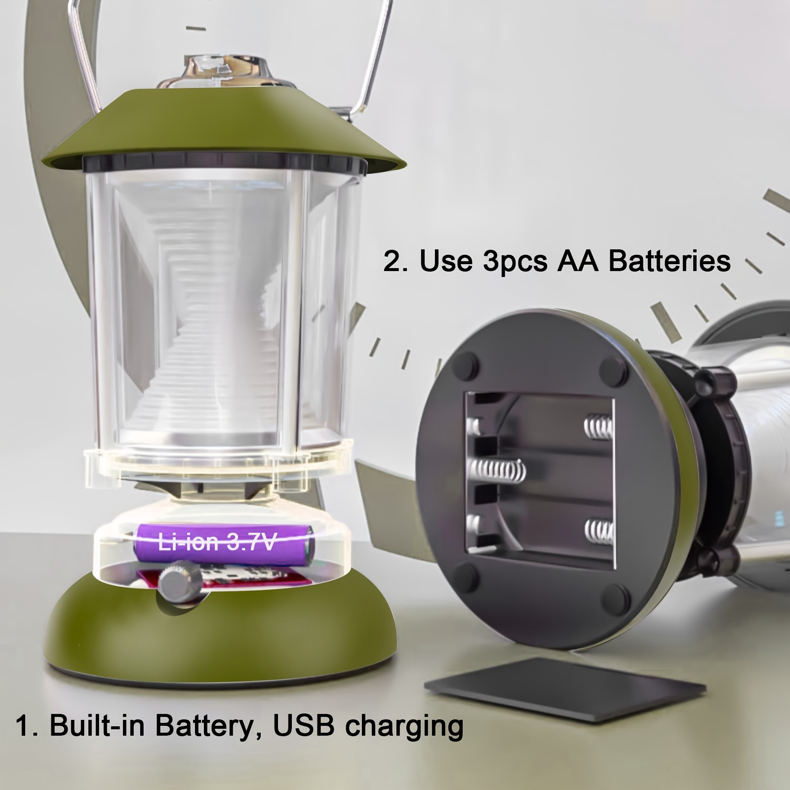 Camping Lantern Battery Powered LED Camping Light Water-Resistant Lantern, Green