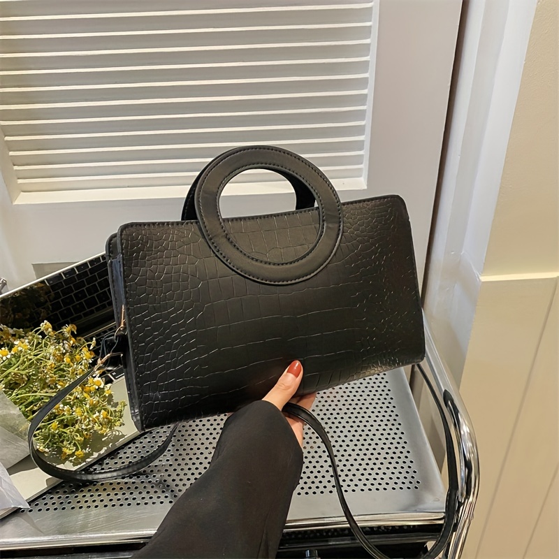 

Fashion Crocodile Pattern Crossbody Bag, Trendy Shoulder Bag, Women's Casual Handbag & Purse