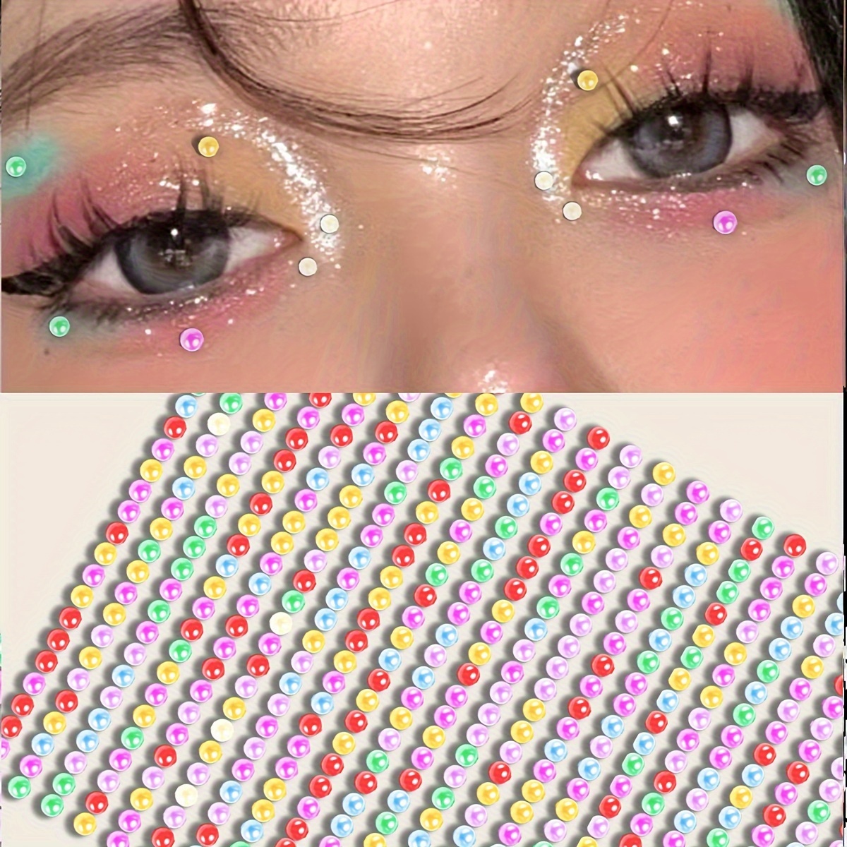 White Pearl Beauty Stickers Bright Pearl Makeup Stickers - Temu