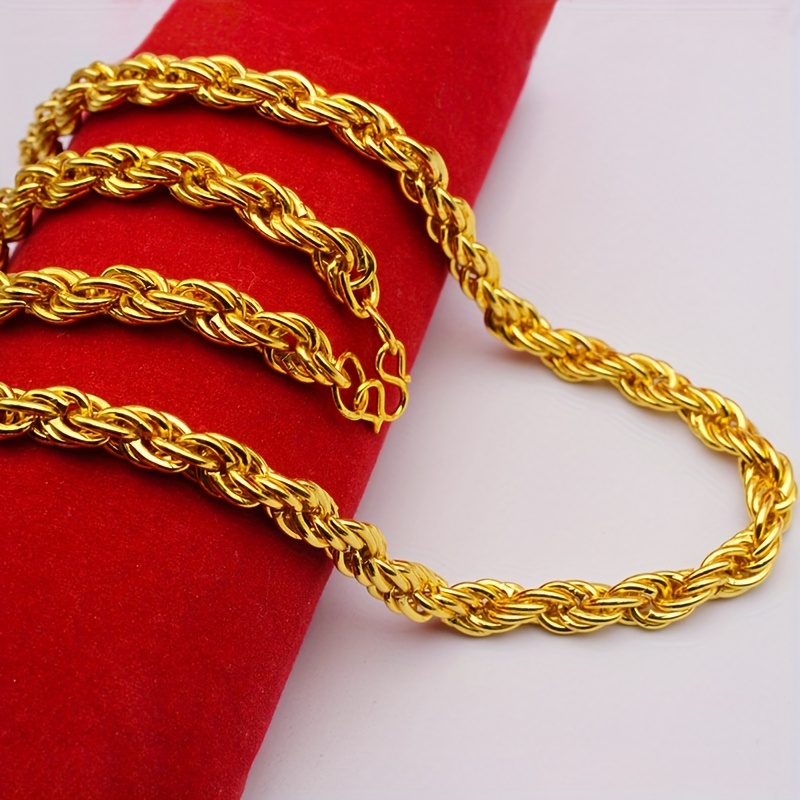 Fashionable Simple 18k Gold plated Twisted Rope Necklace Men - Temu