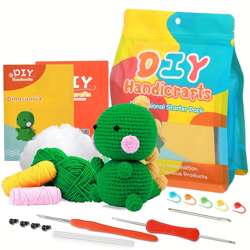 Green Dinosaur Crochet Kit For Beginners Beginner Crochet - Temu Australia