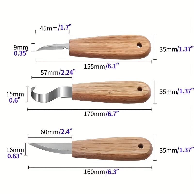 Wood Spoon Carving Knife Chisel Woodcut Hook Knife with Bamboo