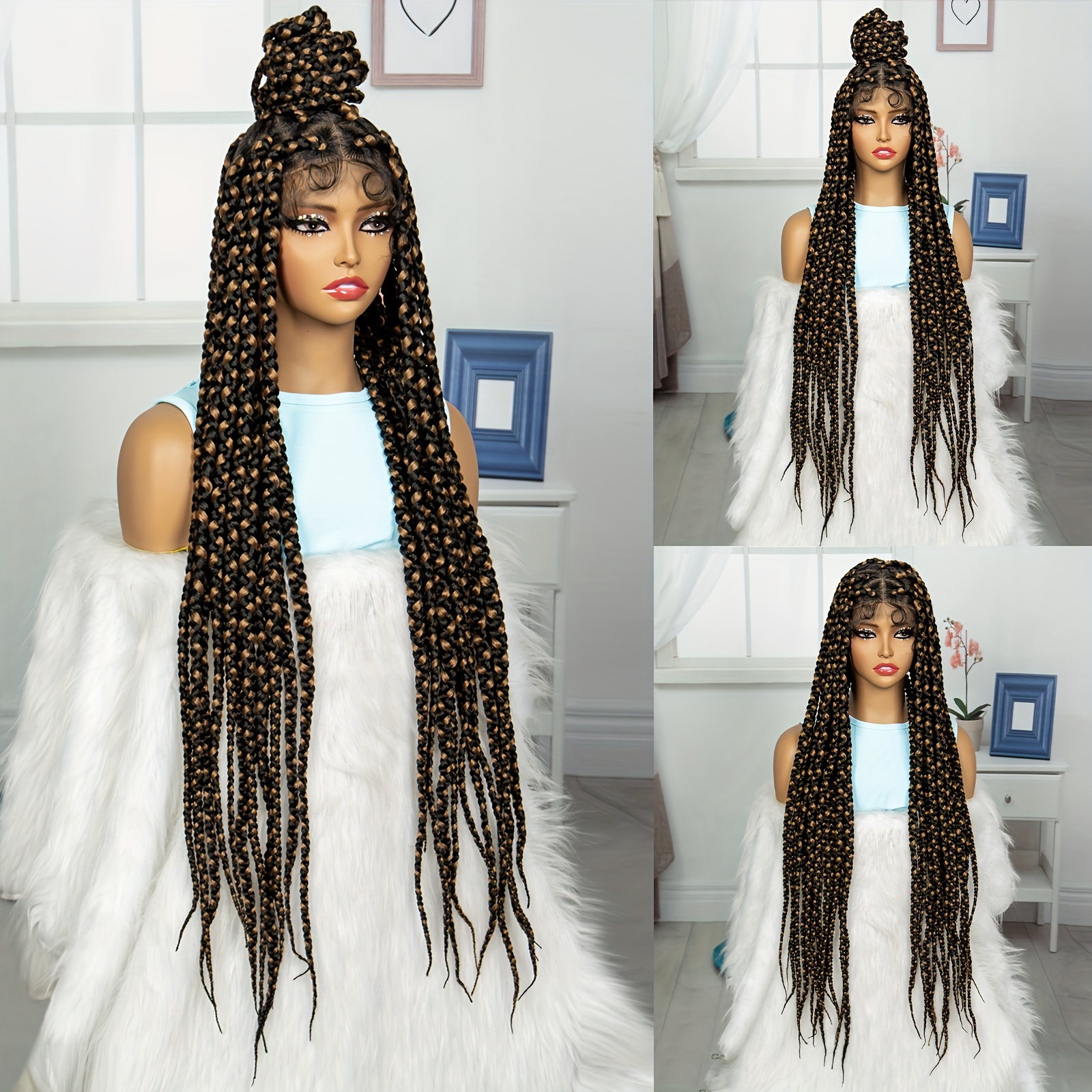 34 Braided Wigs Synthetic Lace Front Wigs for Black Women Cornrow Braids  Wigs