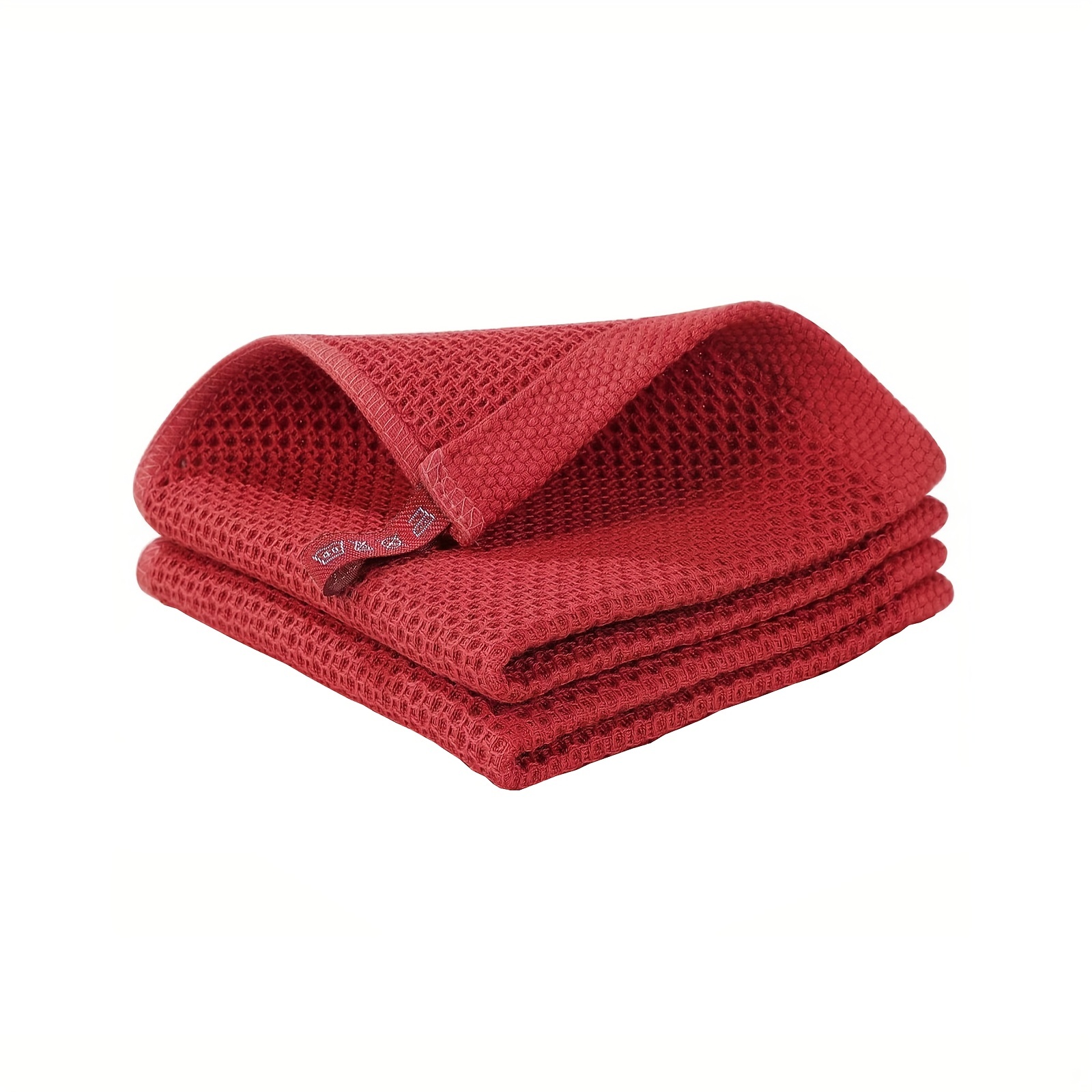 6pcs Red Waffle Pattern Kitchen Towels, Soft & Absorbent