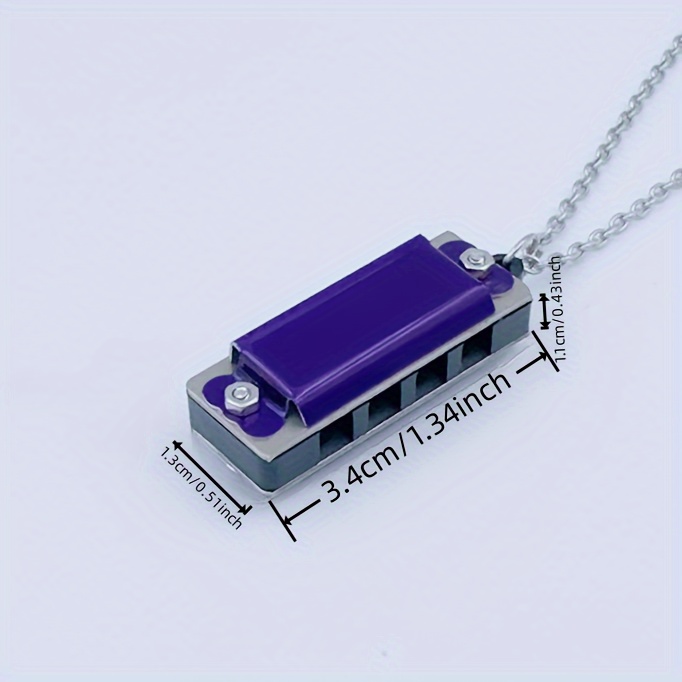 1pc Mini Harmonica Necklace, 4-Hole 8-Note, Playable Melody, Multi-Color Options, Metal Polished Finish, Beginner Instrument, Ideal Christmas & Spring Festival Gift, No Bag Included