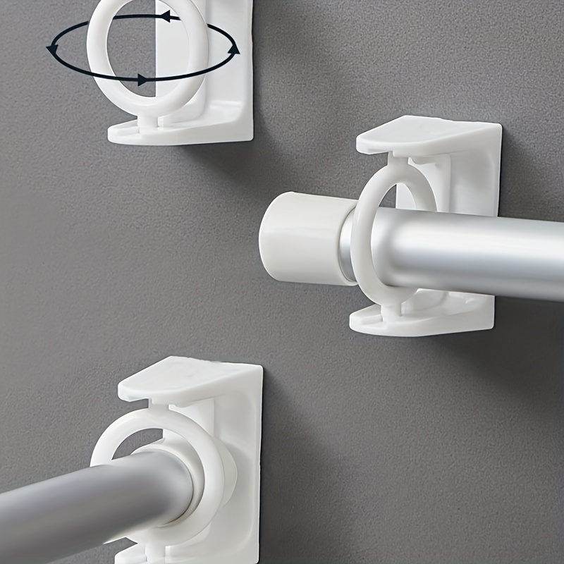 1pc White 23.62-43.3in Shower Curtain Rod Bracket, Bathroom Curtain Bottom  Support Rod Stand, Adjustable No Drill Shower Curtain Pole Holder, Wall-Mounted  Window Curtain Hook, Towel Rod Bracket Hook, Kitchen Bathroom Toilet Bedroom