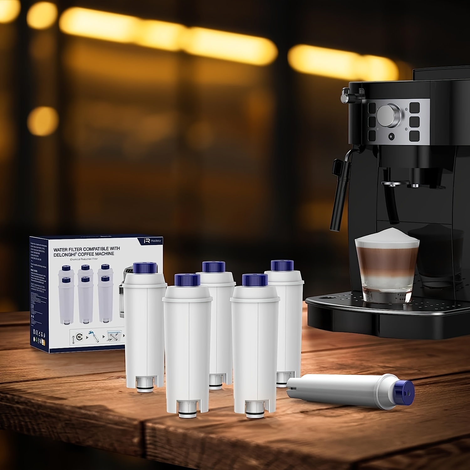 4Packs DLSC002 Coffee Water Filter for Delonghi Water Filter  Replacement,Compatible with ECAM, ESAM, ETAM, EC, EC680, EC800