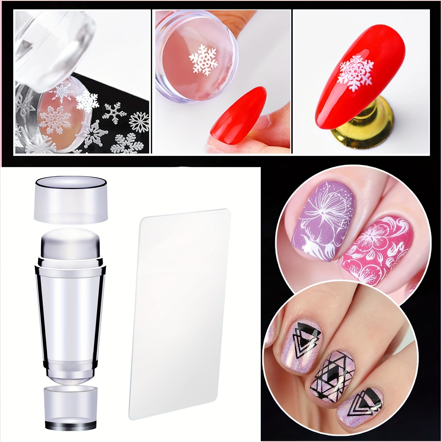 Beauty Glazed Clear Jelly Silicone Nail Stamper with Scraper India | Ubuy
