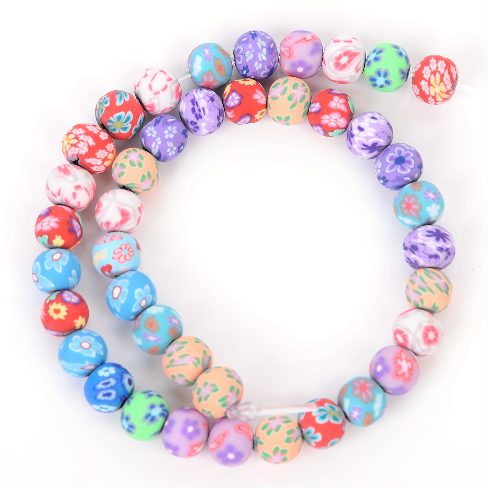 50pcs 8mm Polymer Clay Beads Round Spacer Flower Beads For Artificial  Jewelry Making, DIY Handmade Bracelet, Necklace Accessories