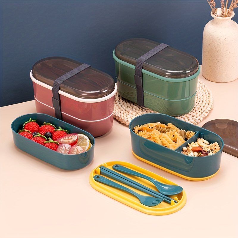 Double-layer Lunch Box, Square Divided Microwave Oven Bento Box, Leakproof  Food Container, For Teenagers And Workers At School,canteen, Back School -  Temu