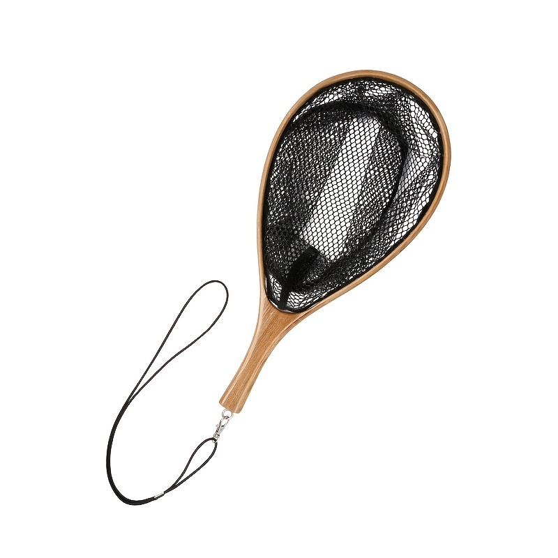 Fly Fishing Landing Net Portable Lightweight Rubber Net With Wooden Handle Fly  Fishing Gear Accessories