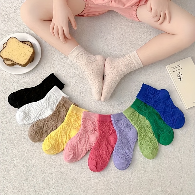 Cute Smiling Print Socks Comfy Soft Crew Sports Socks - Temu