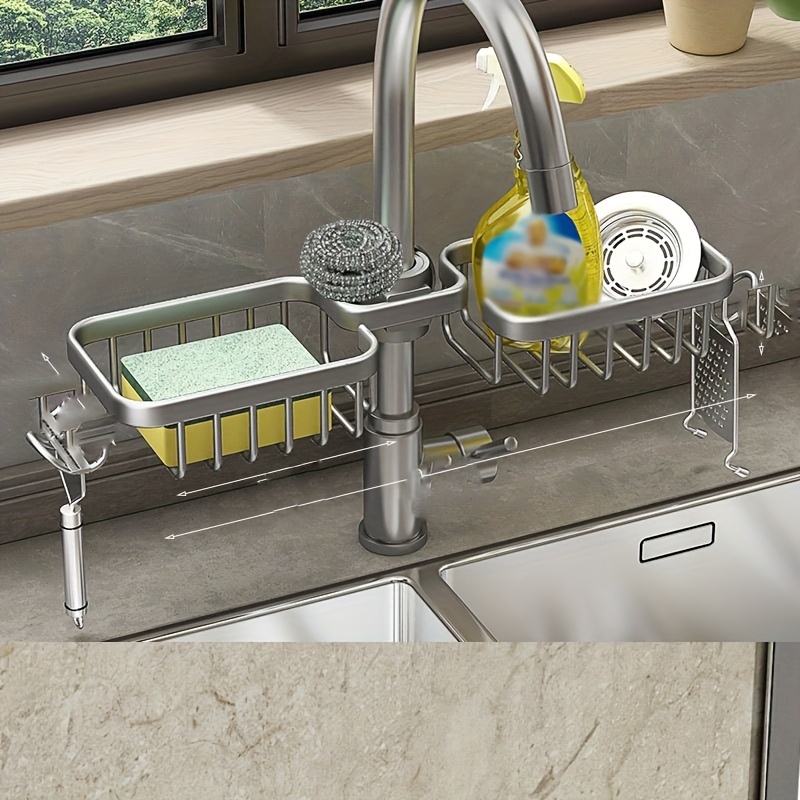 Stainless Steel Sink Storage Shelf Table Top Spong Mop Rag Dishcloth Sink  Draining Bathroom Storage Rack - Temu