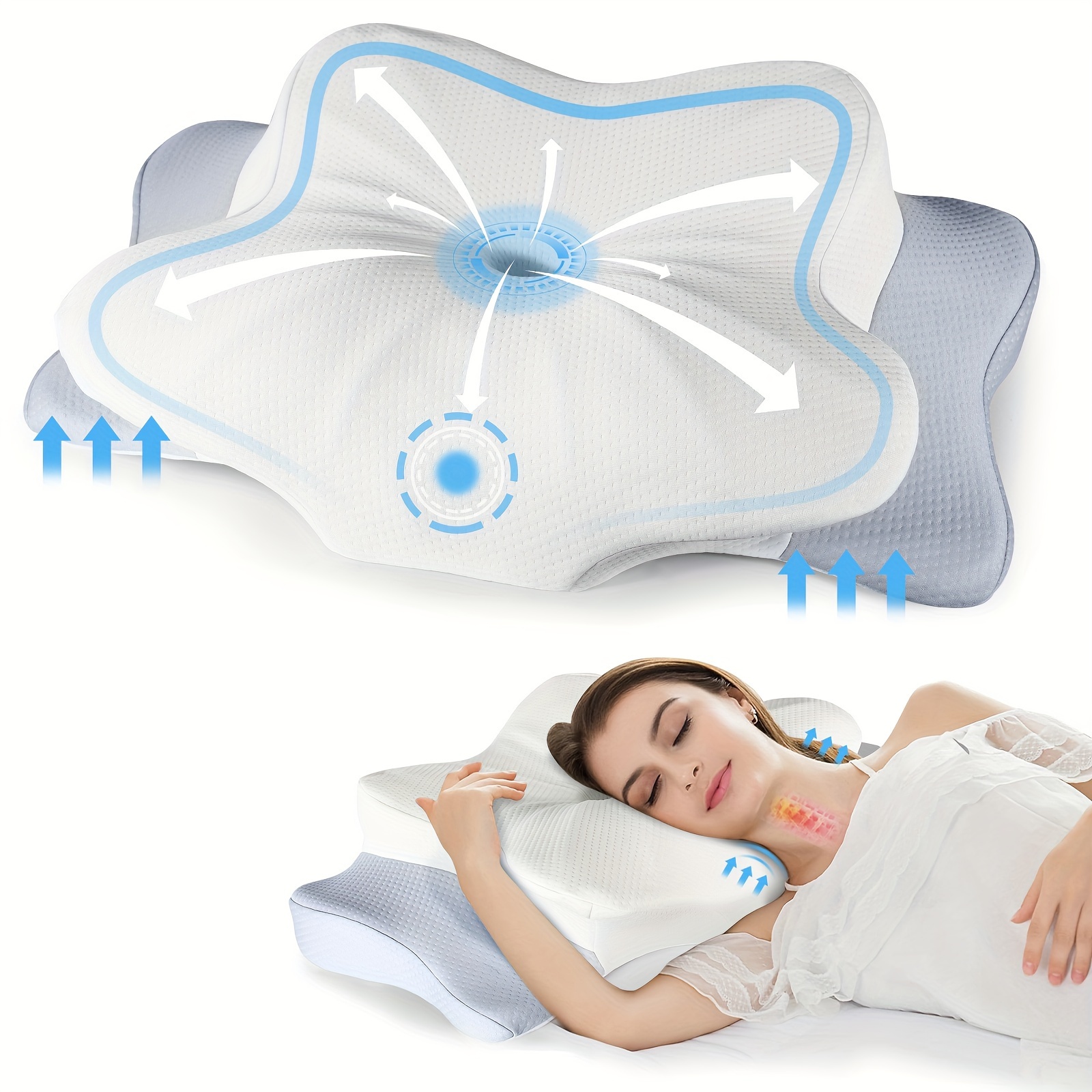 Elviros Almohada de apoyo lumbar para dormir, almohada lumbar ajustable de  espuma viscoelástica para aliviar el dolor de espalda baja, almohada