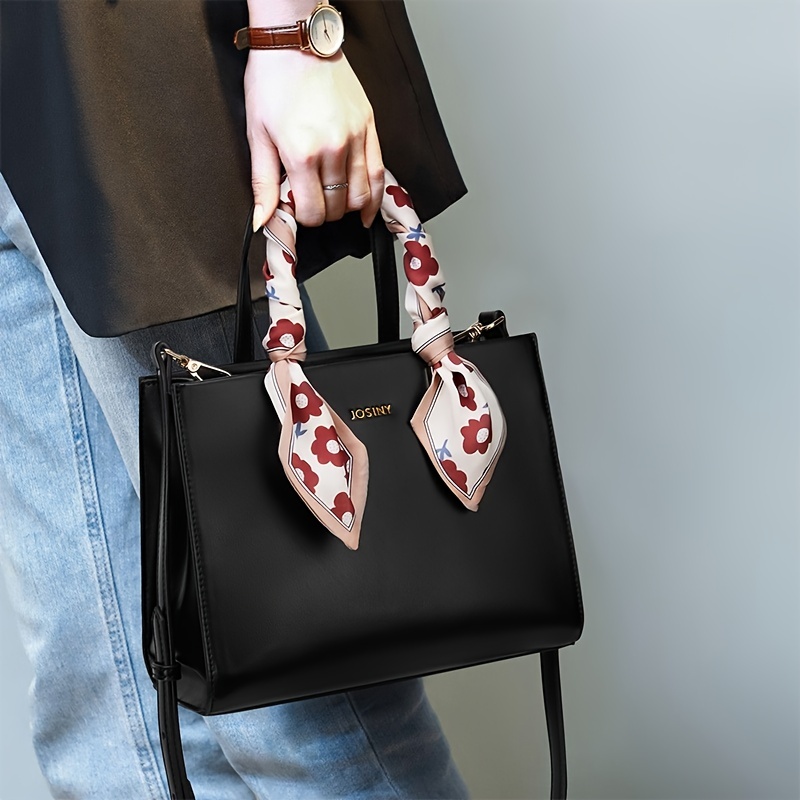 Sweet Embossed Crossbody Bag, Scarf Decor Shoulder Bag, Women's Top Handle  Square Purse - Temu