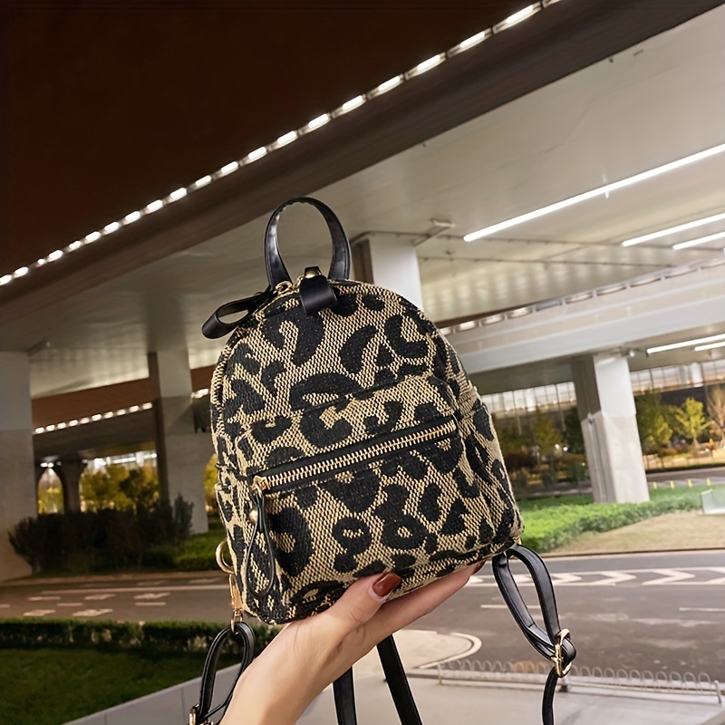 All Over Leopard Pattern Backpack, Zipper Storage School Bag, Women's  Trendy Rucksack - Temu Japan