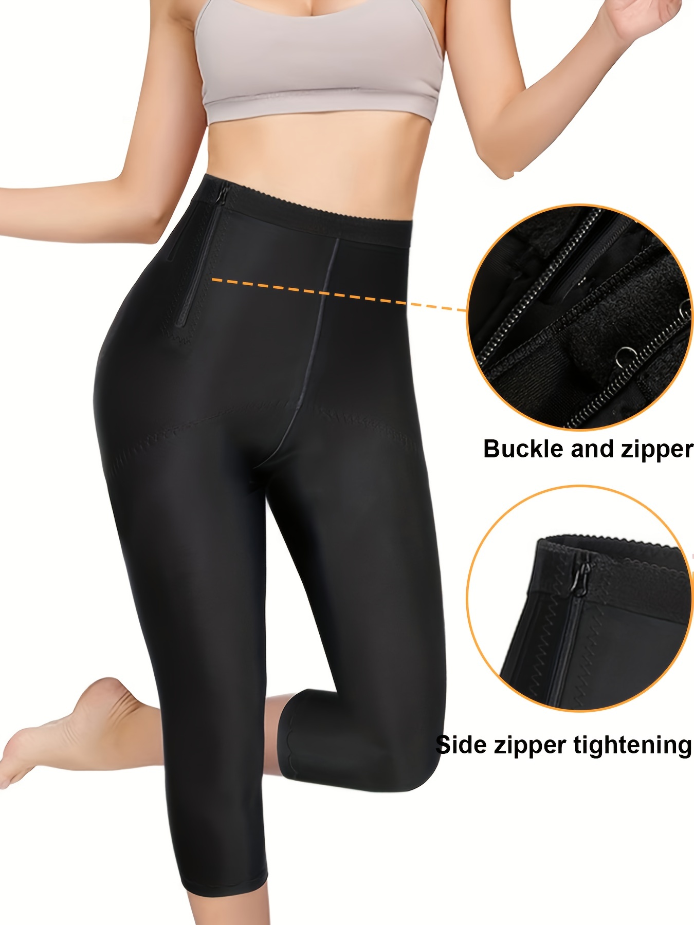 Zipper High Waist Shaping Leggings Comfy Breathable Tummy - Temu