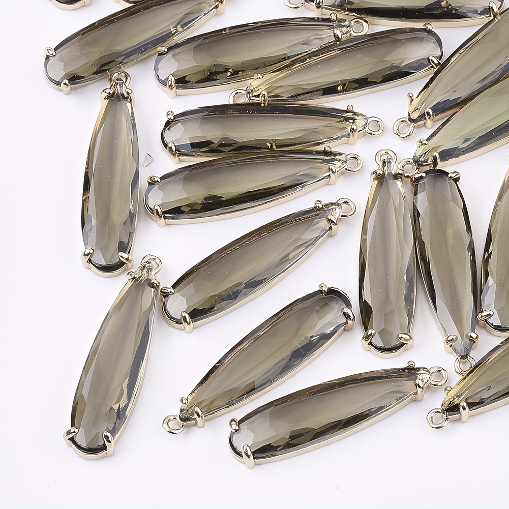 5pcs Glass Pendants With Golden Plated Brass Findings Teardrop