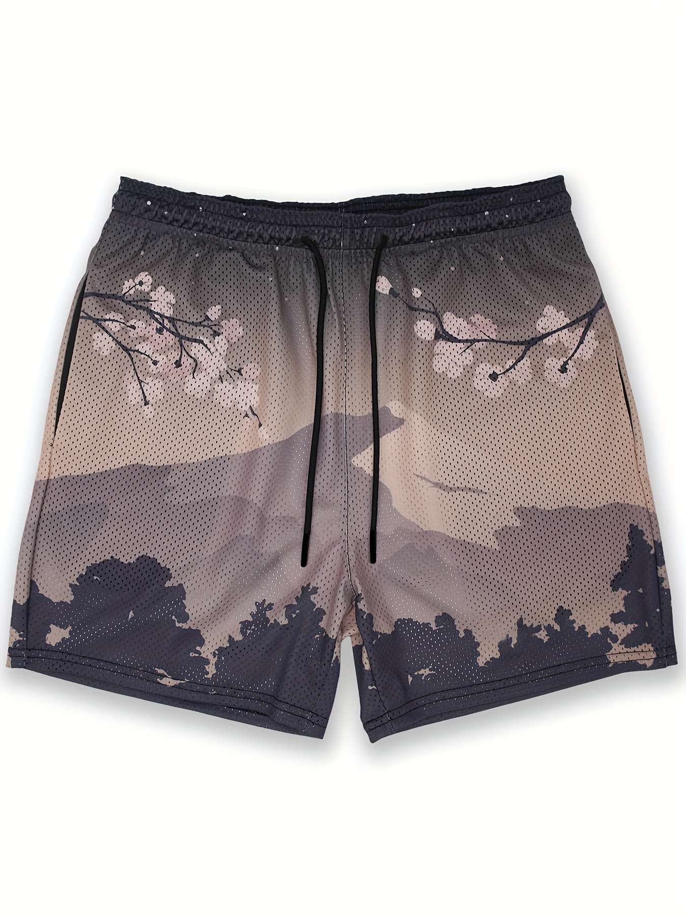 Men's Graphic Print Quick Dry Loose Shorts, Active Slightly Stretch  Breathable Moisture Wicking Drawstring Shorts For Basketball Training  Running Mara