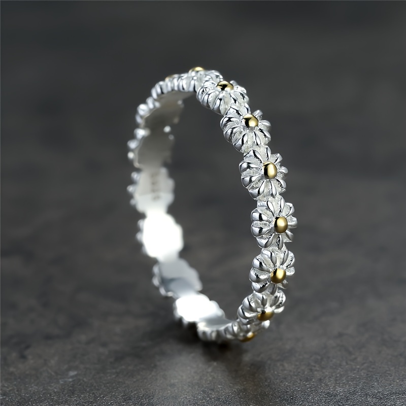 Dainty Flower 925 Sterling Silver Engagement Ring