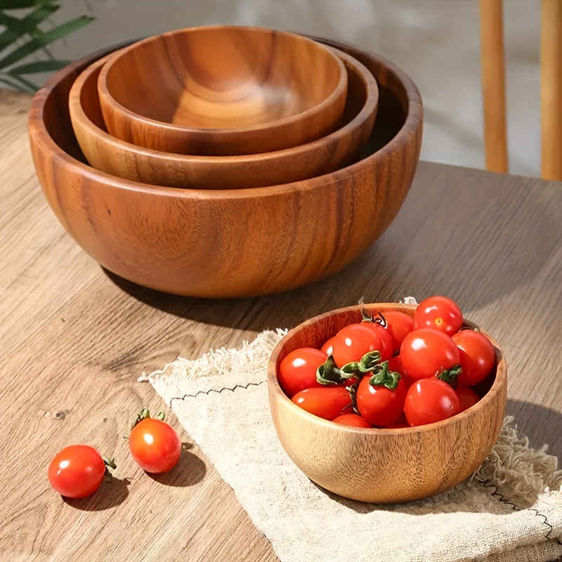 Durable Acacia Wood Salad Bowl And Spoon Set Non toxic - Temu