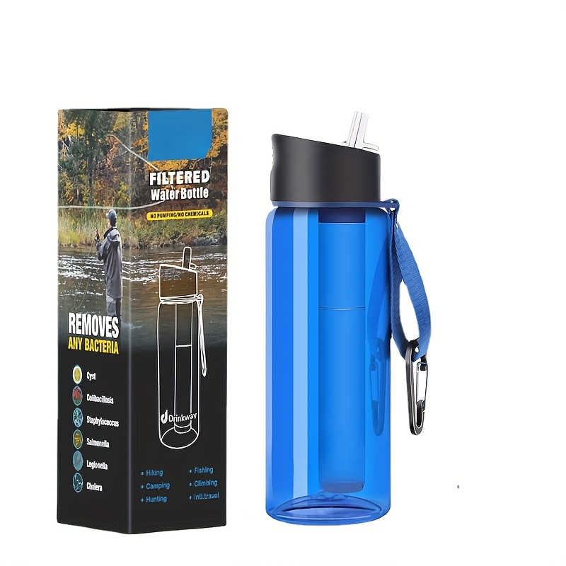 Herramientas de filtro de agua potable Purificador de agua de supervivencia  para senderismo con pajita (azul) Ndcxsfigh