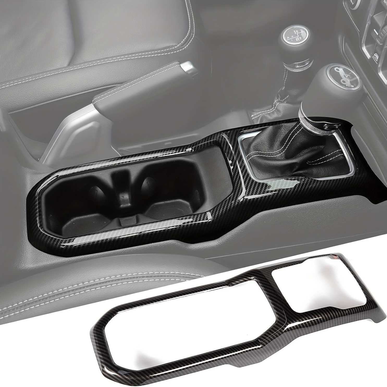 Gear Shift Panel Cover Trim, JT Cup Holder Trim Cover, ABS Carbon Fiber  Interior Accessories For Jeep For Wrangler 2018-2023 JL JLU For Gladiator JT