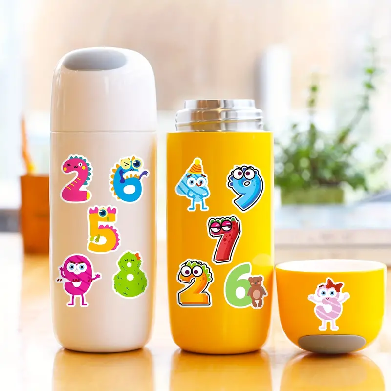100pcs Mixed Letter Series Stickers, Cartoon Arabic Letter Stickers, Small  Animal Series Blue Letter Stickers For Water Bottle, Laptop, Phone