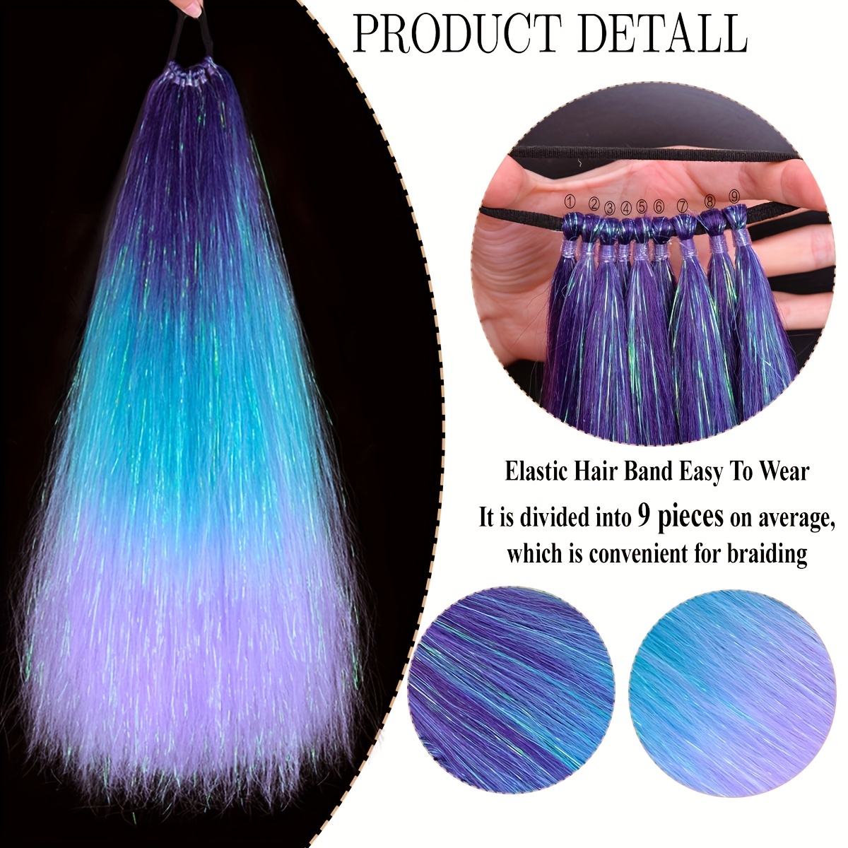 Yaki Diy Ponytail Hair Tinsel Braids Hair Extensions High Temu