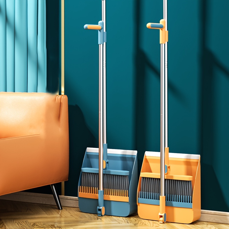 YANXUS Long Handle Broom and Dustpan Set/Dust Pan and Broom Set Standing  Upright Dustpan Broom Combo for Office Home Kitchen Lobby