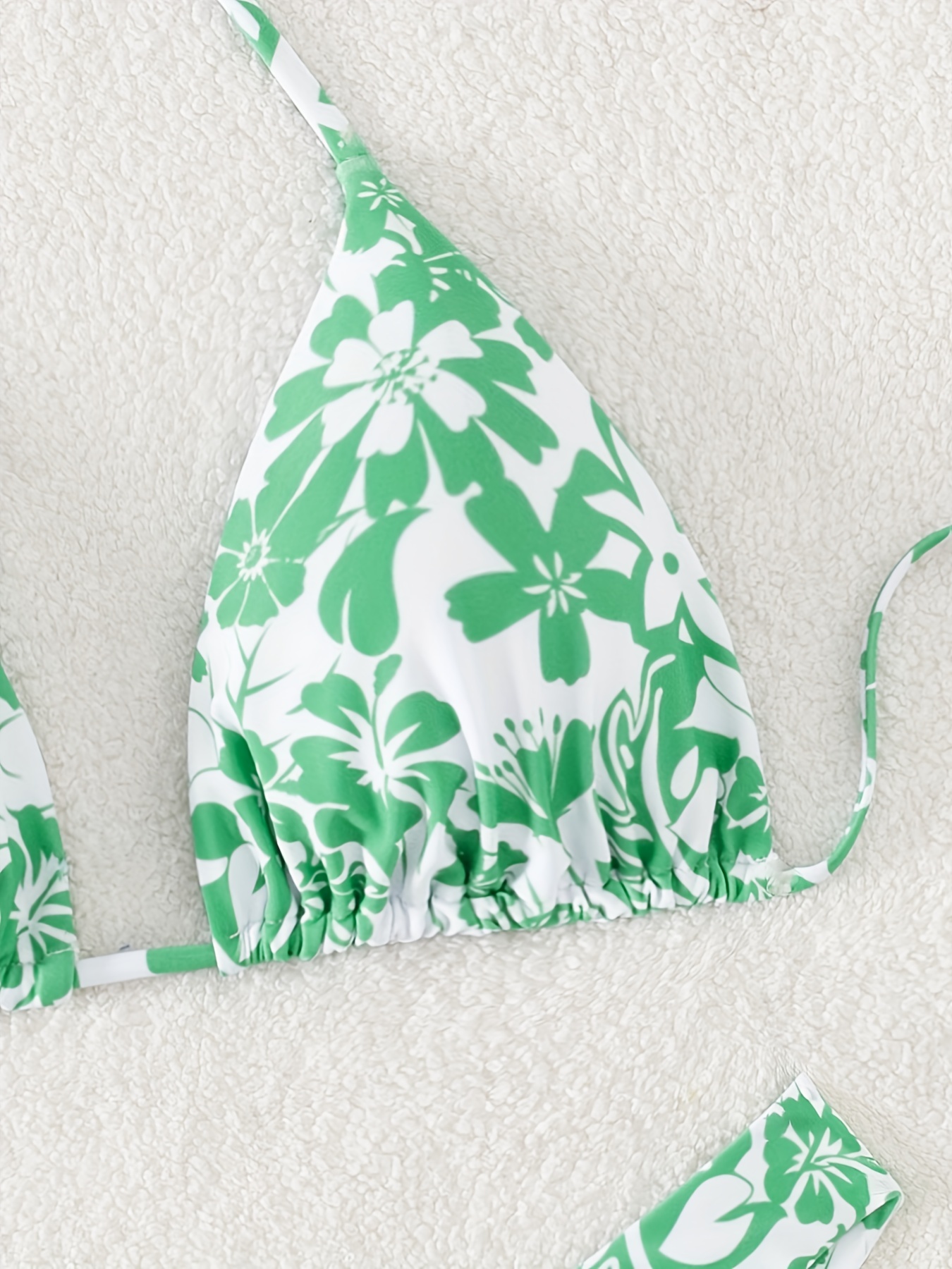 Shop Floral Print Swimwear Bra with Halter Neck and Tie-Up Tassel Detail  Online