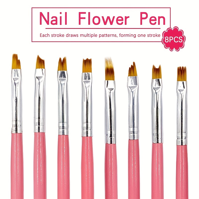 Nail Brush Pen Gradient Painting Brush Set Uv Gel Flower - Temu