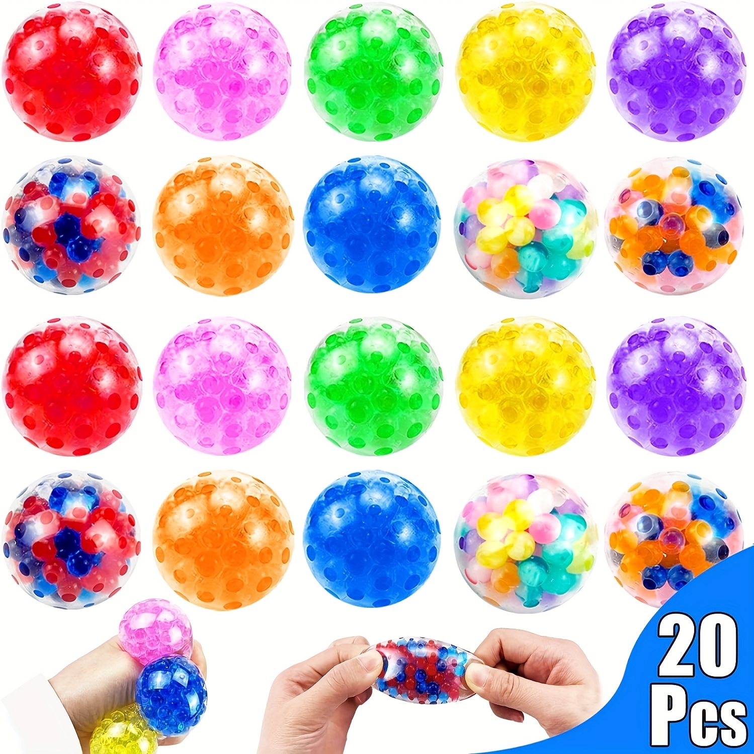 20 pièces balles anti-stress, balles à presser spongieuses en vrac, petites  balles sensorielles, jouets Fidget