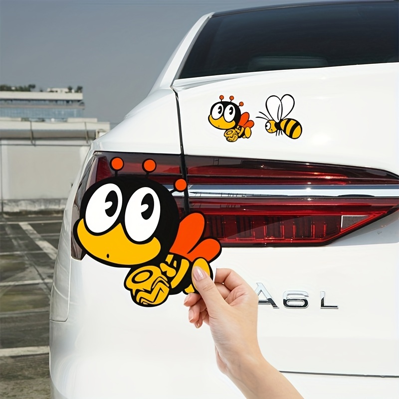 

1/2pcs Bee Cartoon Car Sticker Electric Car Scratch Sticker Cover Scratches Cute Car Sticker Rear Door Bumper Sticker