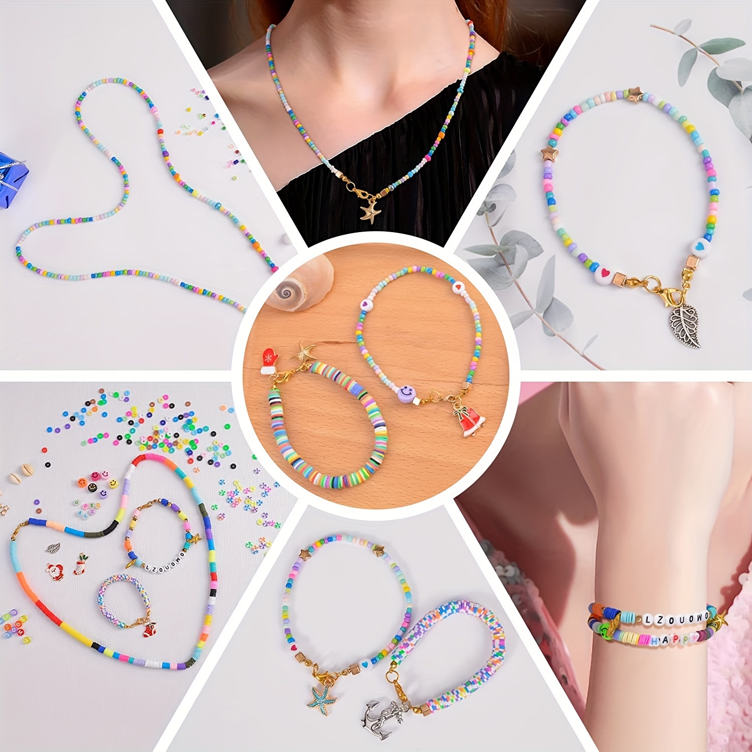 Bead Bracelet Making Kit, Bead Friendship Bracelets Kit With Beads Beads  Charm Beads And Elastic St