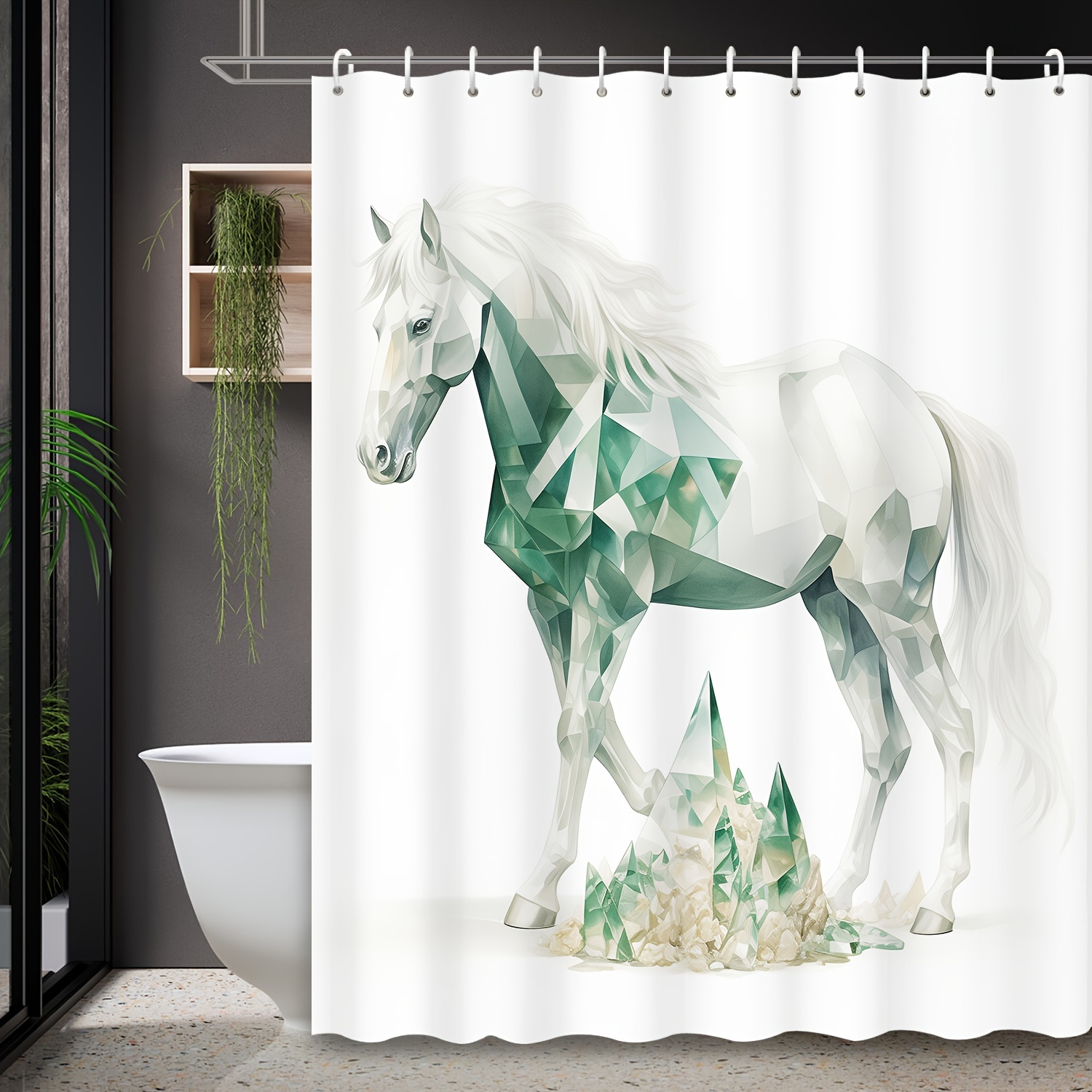 Teal Hookless Shower Curtain - Temu