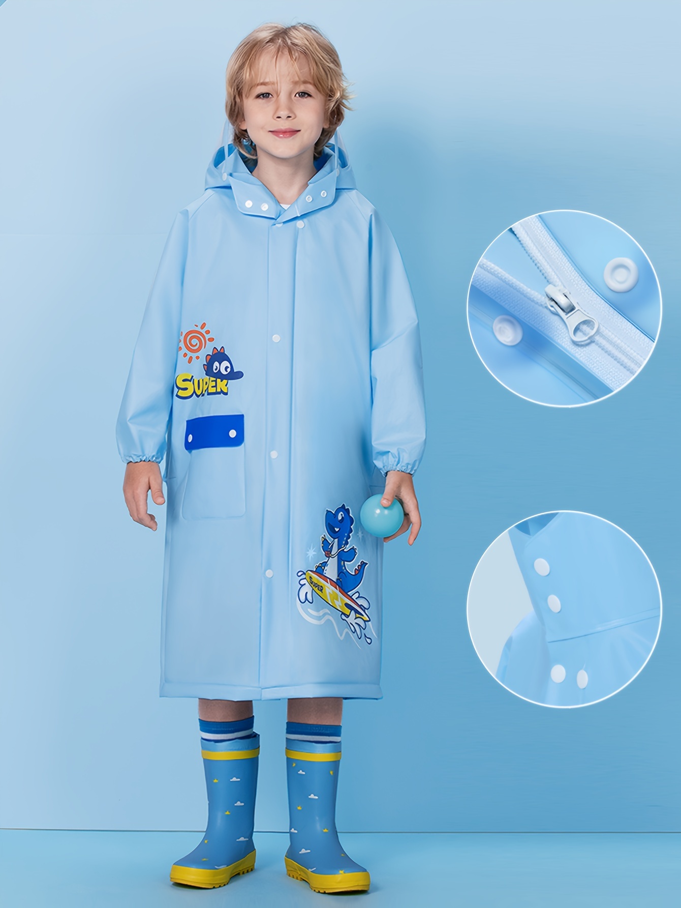 Chubasquero para niñas y niños, impermeable, con capucha, para 2 a 13 años