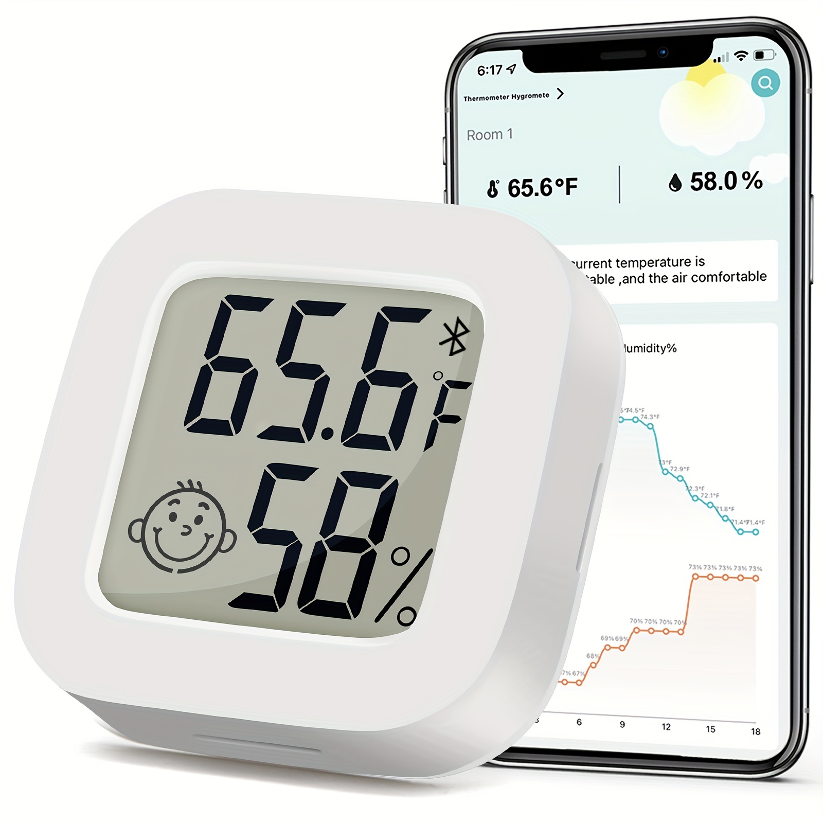 ThermoPro TP359 Smart Bluetooth Hygrometer Thermometer, 260ft Wireless Remote Temp and Humidity Monitor with Large Backlit LCD, Indoor Room