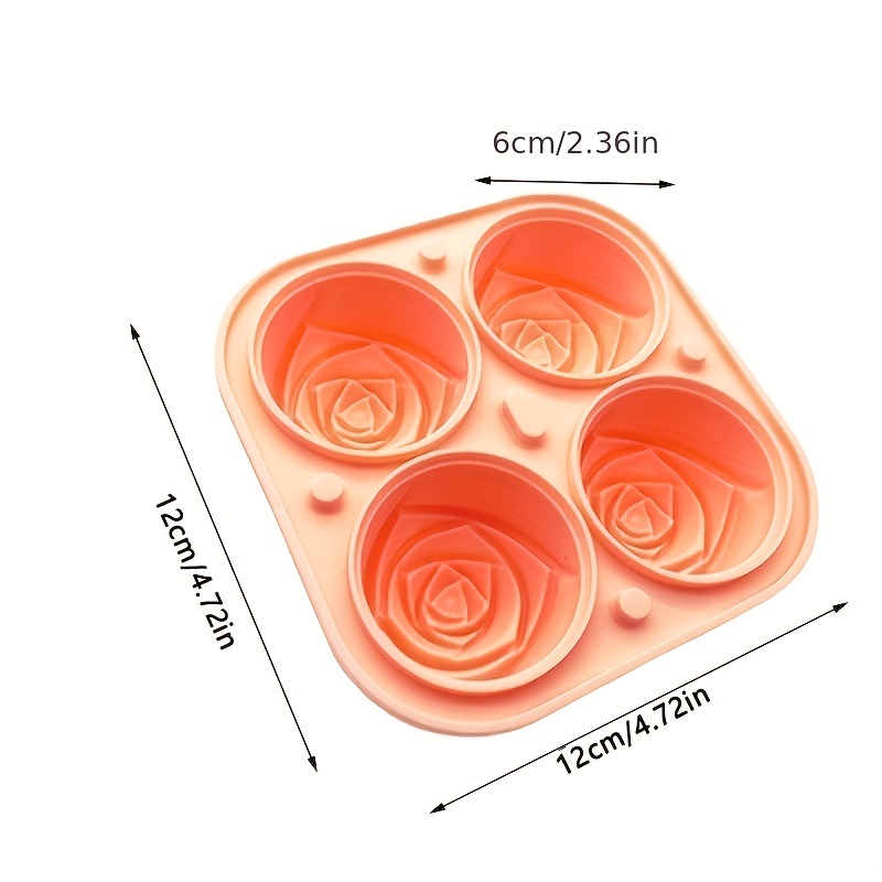 1pc Silicone 4-hole Rose Flower Ice Tray Mold Ice Ball Ice Cube Mold  Household Ice Cube Tray
