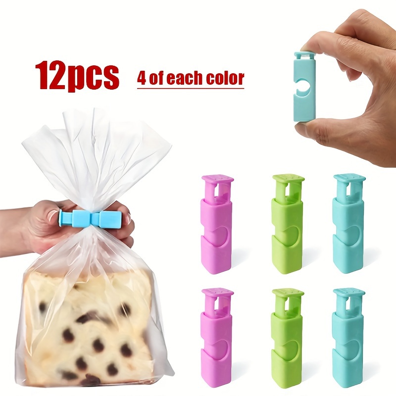 4-12pcs Squeeze and Lock Bread Bag Clips, Reusable Squeeze and